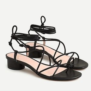 J.Crew Strappy lace-up sandals with toe ring, Black, size 9